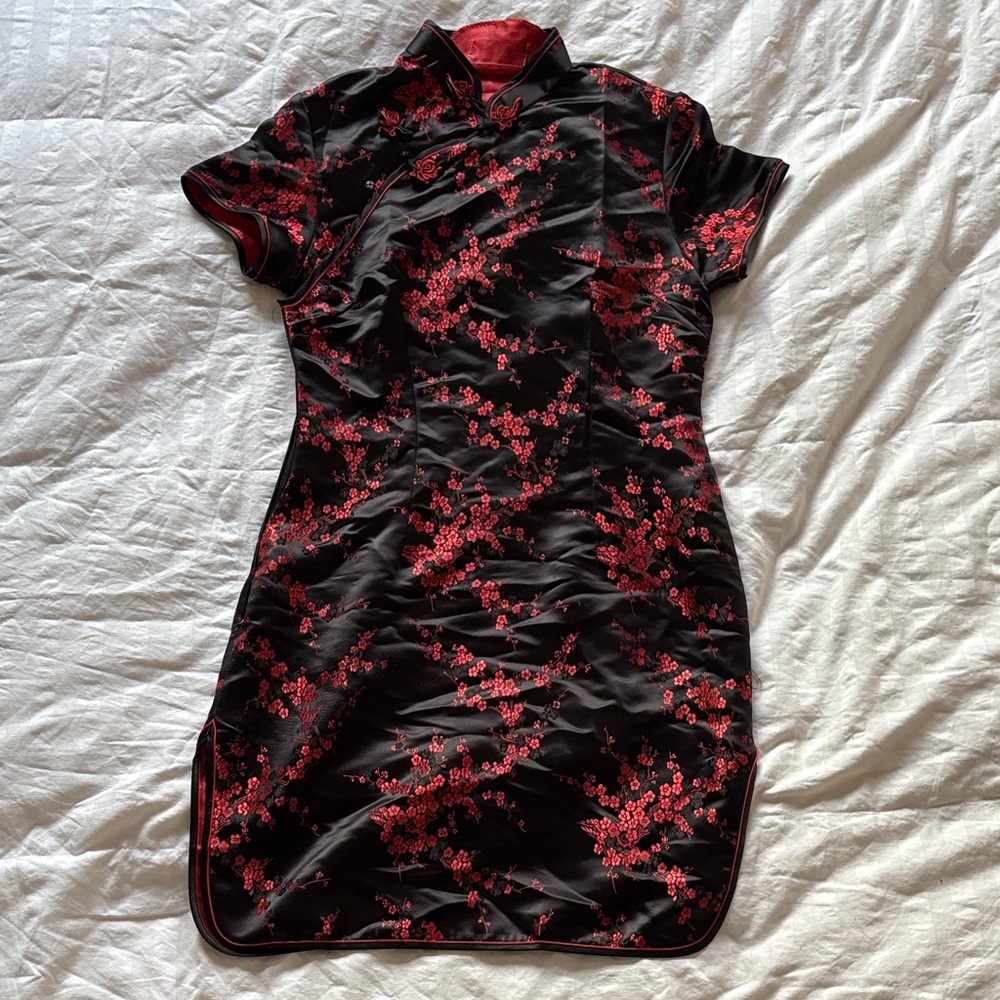 NY Collection Black and Red Floral Mini Dress